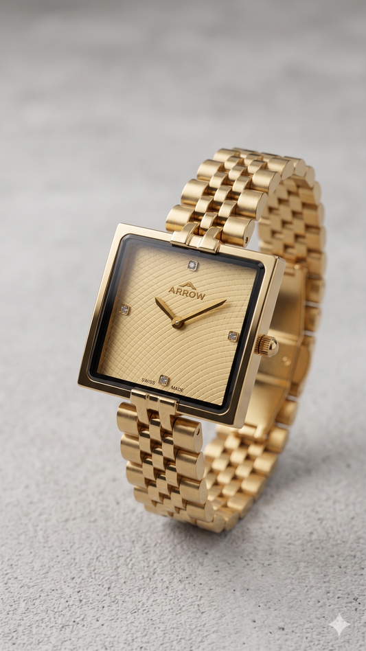 ARROW BIG FACE SQUARE 5930L GOLD DIAL - WOMEN'S QUARTZ