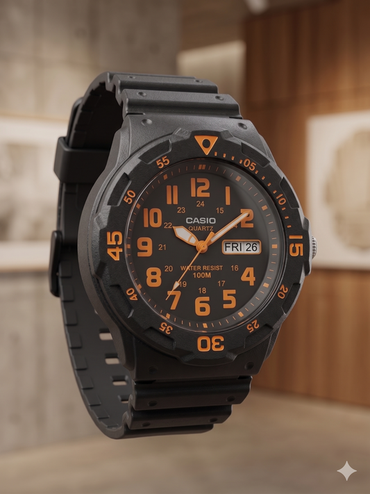 CASIO 5125 MRW-200HC-4BVDF ORANGE DIAL - MEN'S QUARTZ
