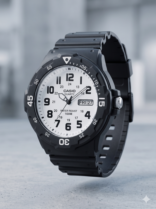 CASIO 5125 MRW-200HC-7BVDF WHITE DIAL - MEN'S QUARTZ