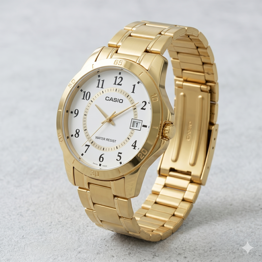 CASIO 5058 MTP-V004G-7BUDF WHITE DIAL - MEN'S QUARTZ