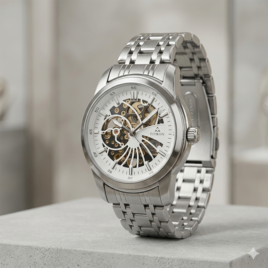 FITRON DOMED SKELETON 117178M WHITE DIAL - MEN'S AUTOMATIC