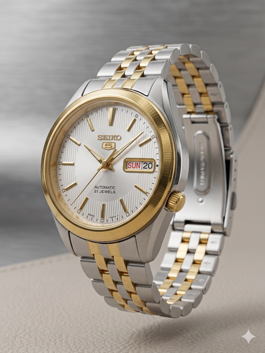 SEIKO 5 21 JEWELS SNKL24K1 WHITE DIAL - MEN'S AUTOMATIC
