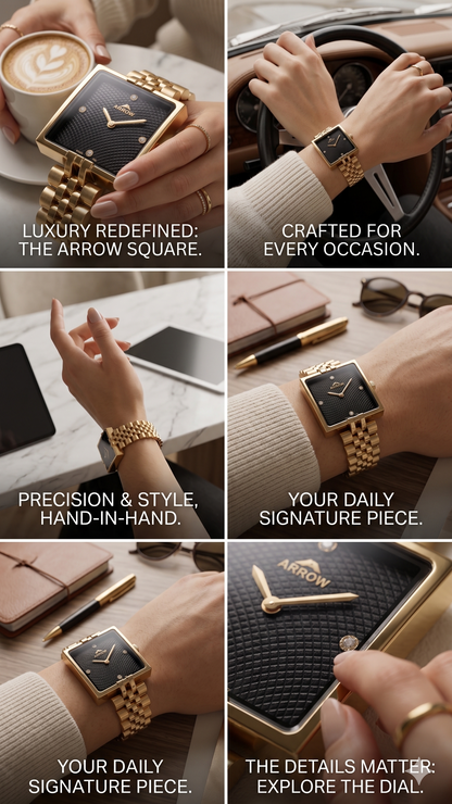 ARROW BIG FACE SQUARE 5930L BLACK DIAL - WOMEN'S QUARTZ