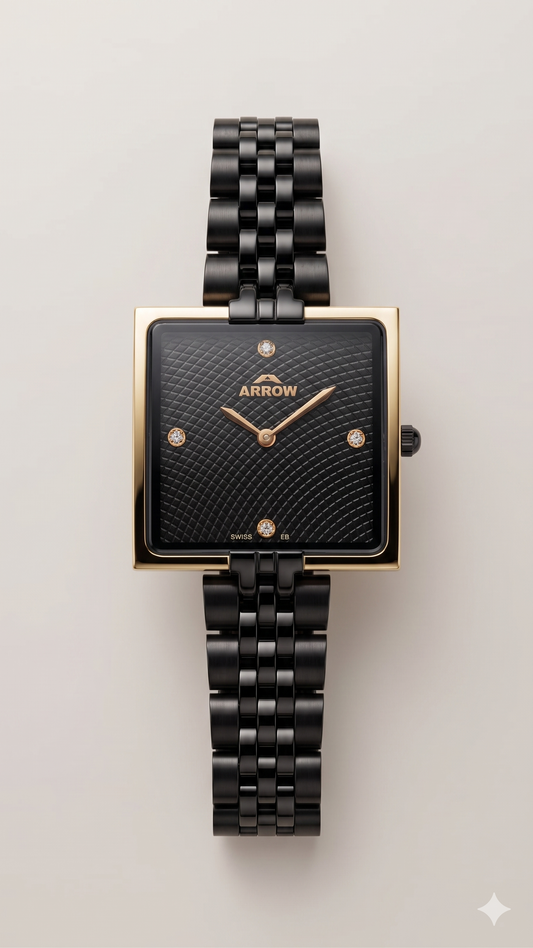 ARROW BIG FACE SQUARE 5930L BLACK DIAL - WOMEN'S QUARTZ