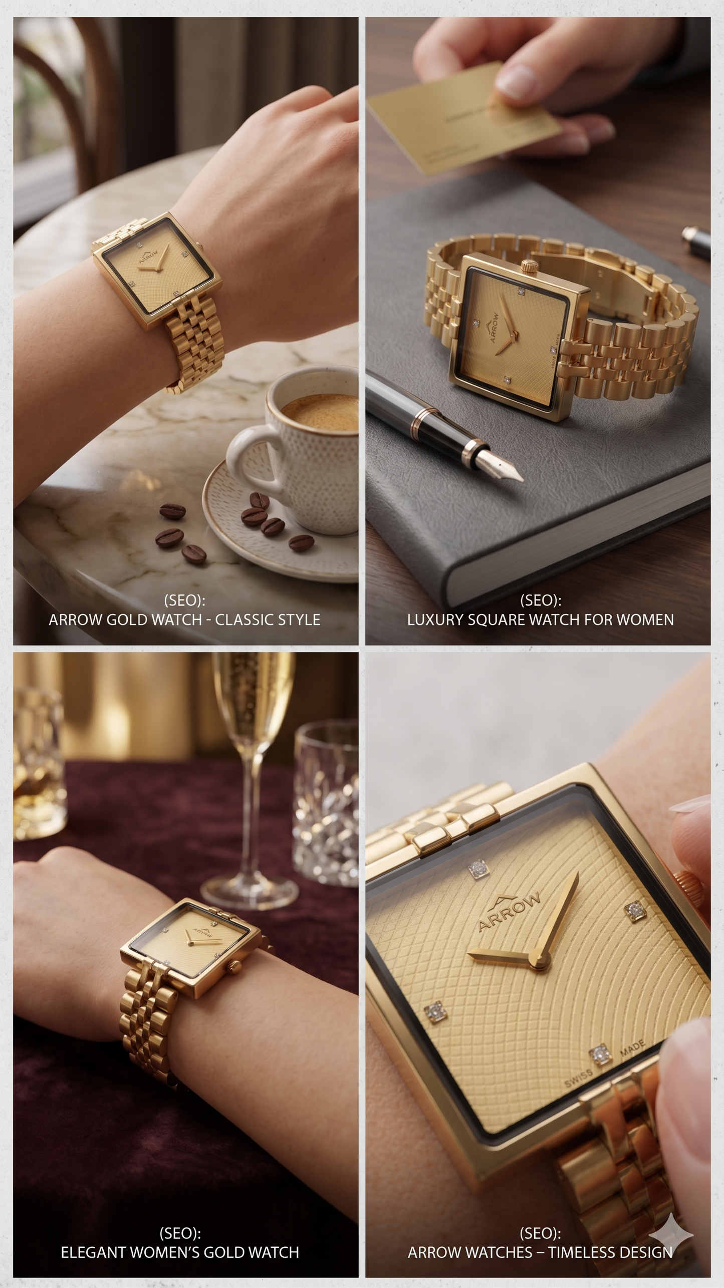 ARROW BIG FACE SQUARE 5930L GOLD DIAL - WOMEN'S QUARTZ