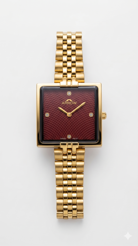 ARROW BIG FACE SQUARE 5930L RED DIAL - WOMEN'S QUARTZ