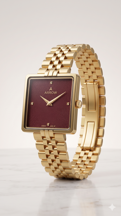 ARROW BIG FACE SQUARE 5930L RED DIAL - WOMEN'S QUARTZ