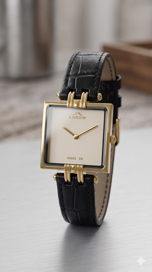 ARROW BIG FACE SQUARE 5930L BEIGE DIAL - WOMEN'S QUARTZ