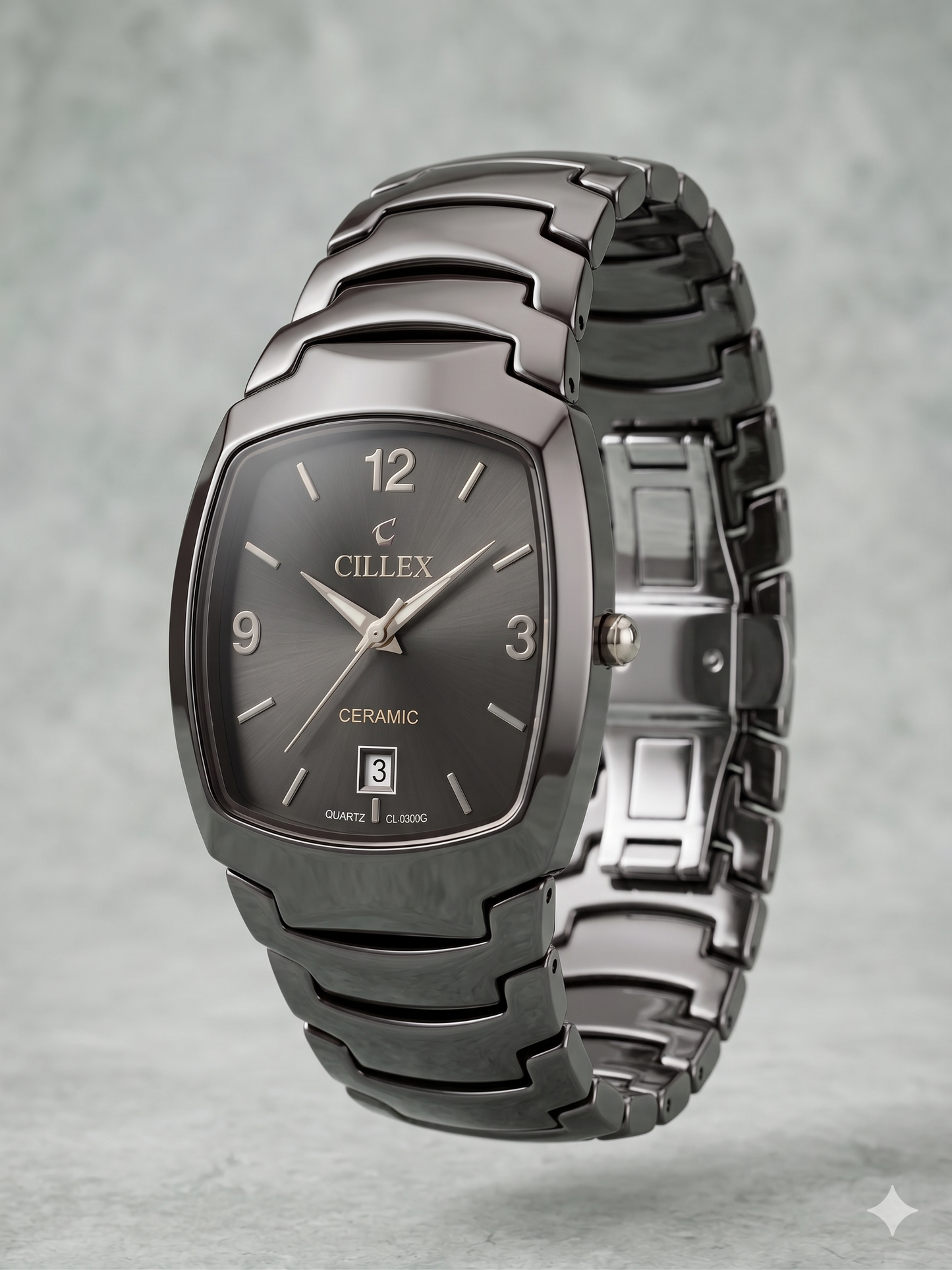 CILLEX CERAMIC CL-9002G BLACK DIAL - MEN'S QUARTZ