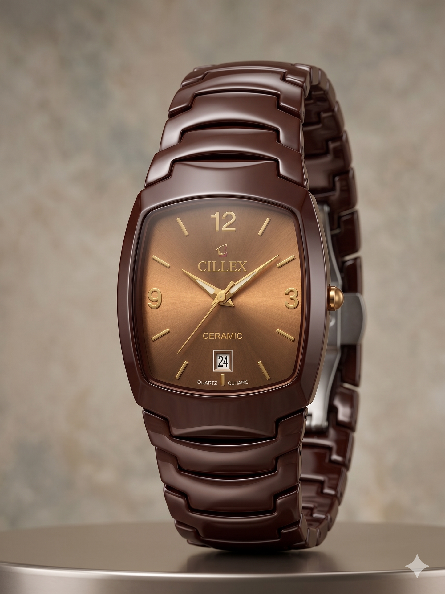 CILLEX CERAMIC CL-9002G BROWN DIAL - MEN'S QUARTZ