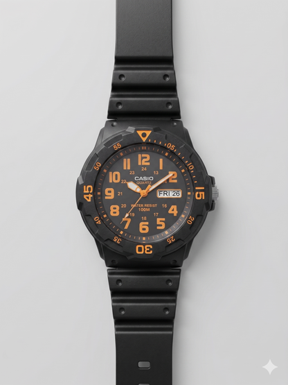 CASIO 5125 MRW-200HC-4BVDF ORANGE DIAL - MEN'S QUARTZ