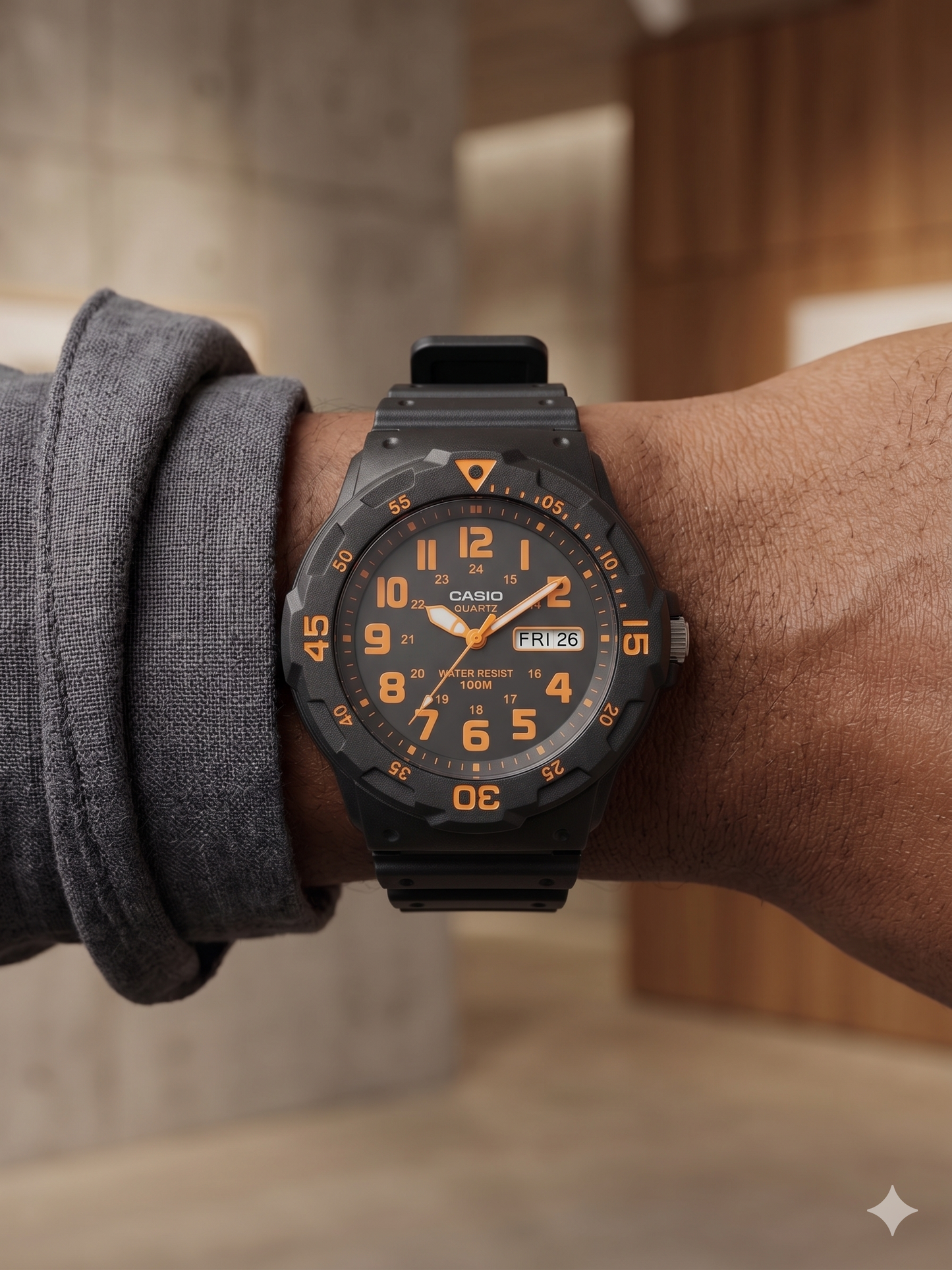 CASIO 5125 MRW-200HC-4BVDF ORANGE DIAL - MEN'S QUARTZ