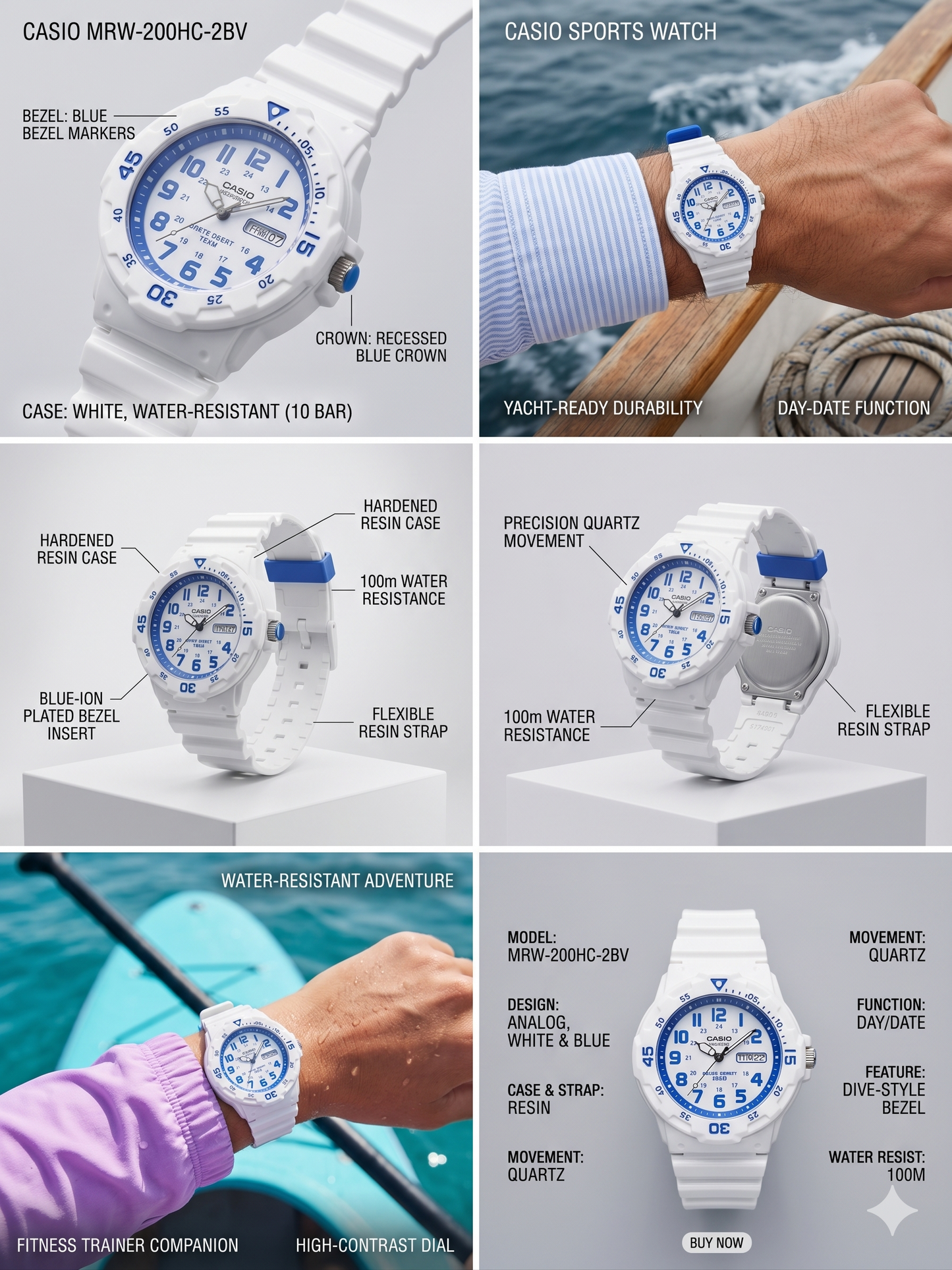 CASIO 5125 MRW-200HC-7B2VDF WHITE DIAL - MEN'S QUARTZ