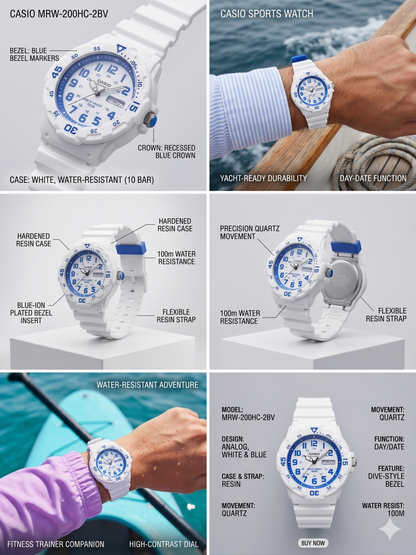 CASIO 5125 MRW-200HC-7B2VDF WHITE DIAL - MEN'S QUARTZ