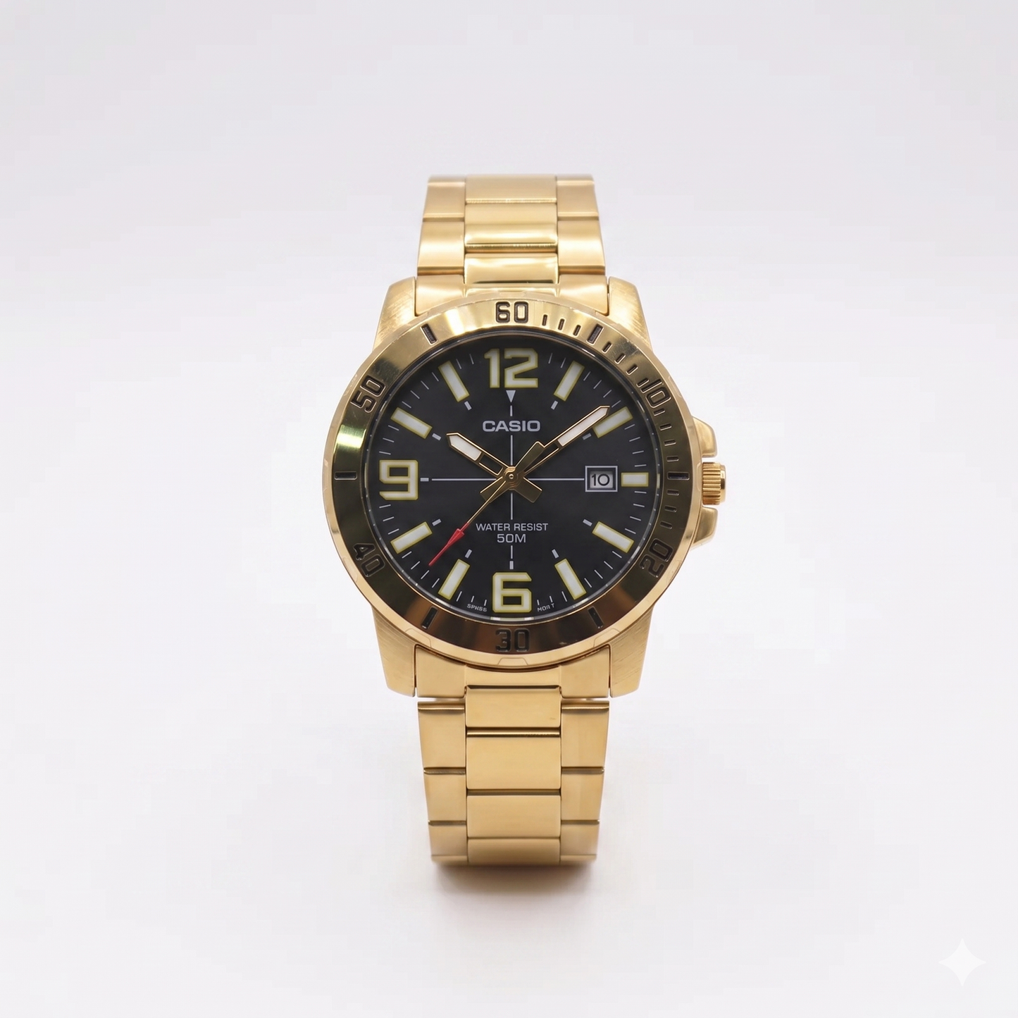 CASIO 5058 MTP-VD01G-1BVUDF BLACK DIAL - MEN'S QUARTZ