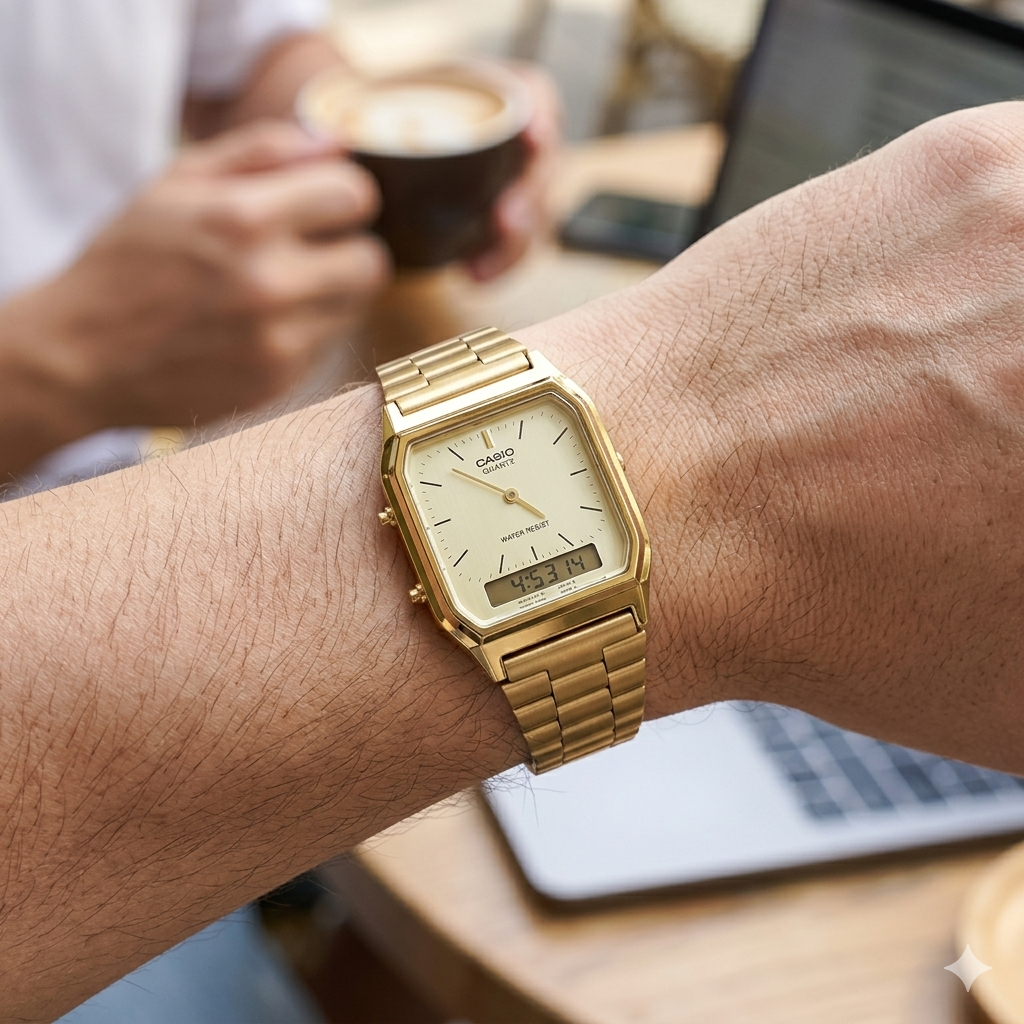 CASIO 5154 AQ-230GA-9DMQ GOLD DIAL - UNISEX QUARTZ