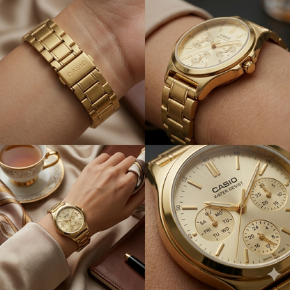 CASIO 5420 LTP-V300G-9AUDF GOLD DIAL - WOMEN'S QUARTZ