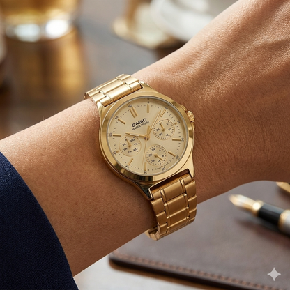 CASIO 5420 LTP-V300G-9AUDF GOLD DIAL - WOMEN'S QUARTZ