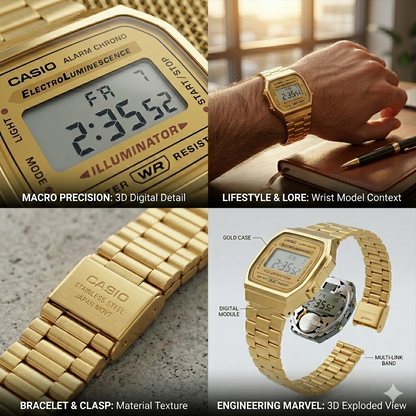 CASIO 3298 A168WG-9WDF GOLD DIAL - UNISEX QUARTZ
