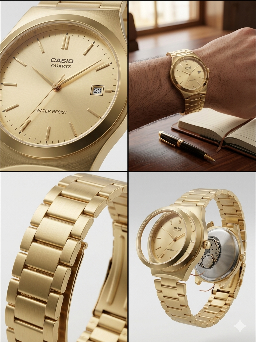 CASIO 1332 MTP-1170N-9ARDF GOLD DIAL - MEN'S QUARTZ
