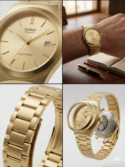 CASIO 1332 MTP-1170N-9ARDF GOLD DIAL - MEN'S QUARTZ