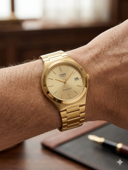 CASIO 1332 MTP-1170N-9ARDF GOLD DIAL - MEN'S QUARTZ