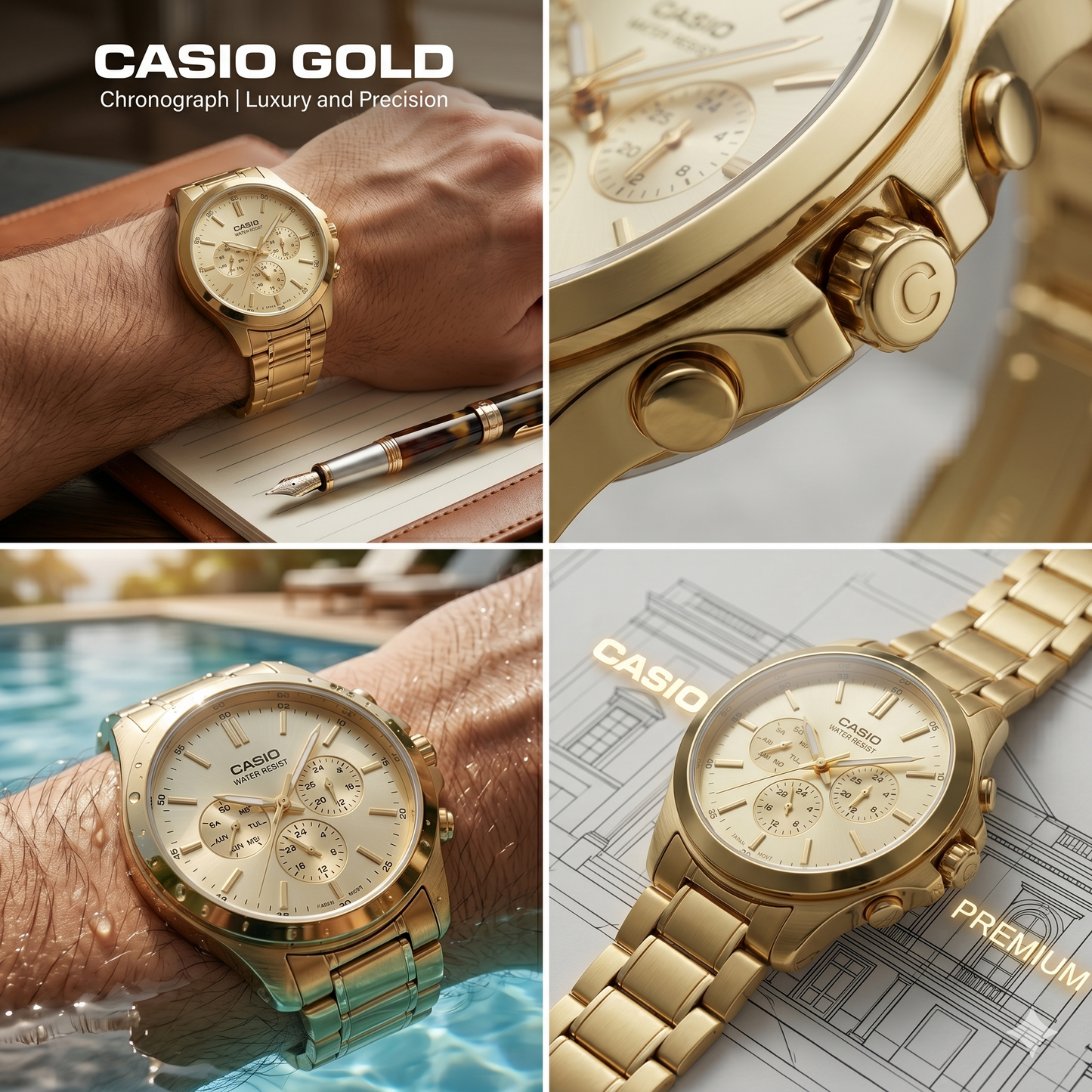 CASIO 5420 MTP-V300G-9AUDF GOLD DIAL - MEN'S QUARTZ