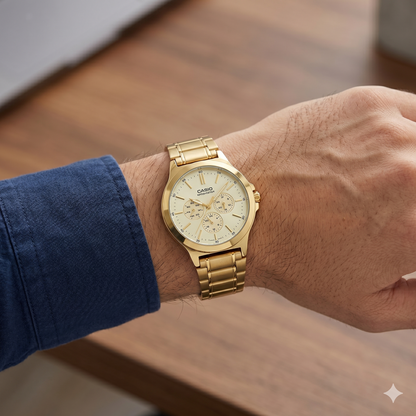CASIO 5420 MTP-V300G-9AUDF GOLD DIAL - MEN'S QUARTZ