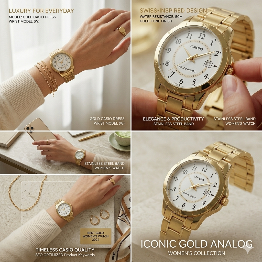 CASIO 3363 LTP-V004G-7BUDF WHITE DIAL - WOMEN'S QUARTZ