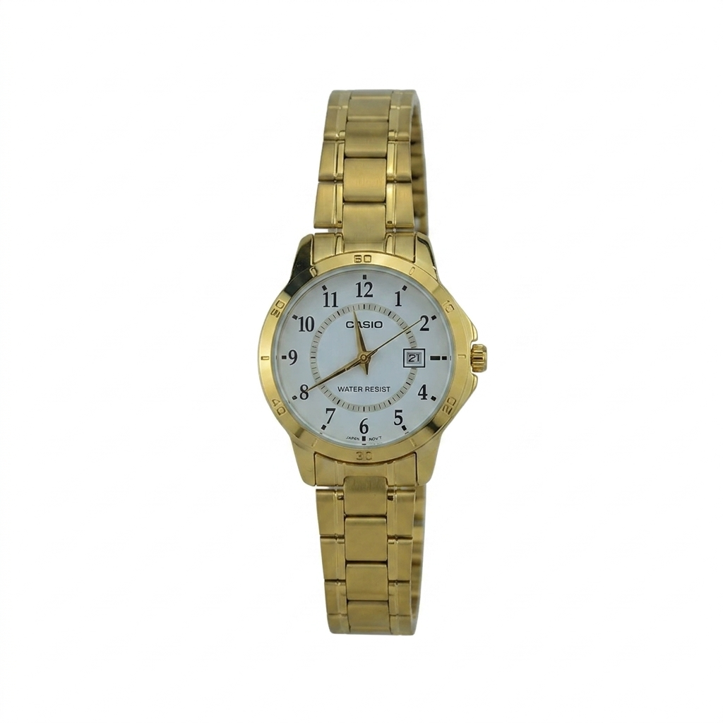 CASIO 3363 LTP-V004G-7BUDF WHITE DIAL - WOMEN'S QUARTZ