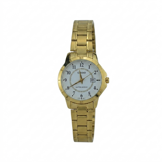CASIO 3363 LTP-V004G-7BUDF WHITE DIAL - WOMEN'S QUARTZ
