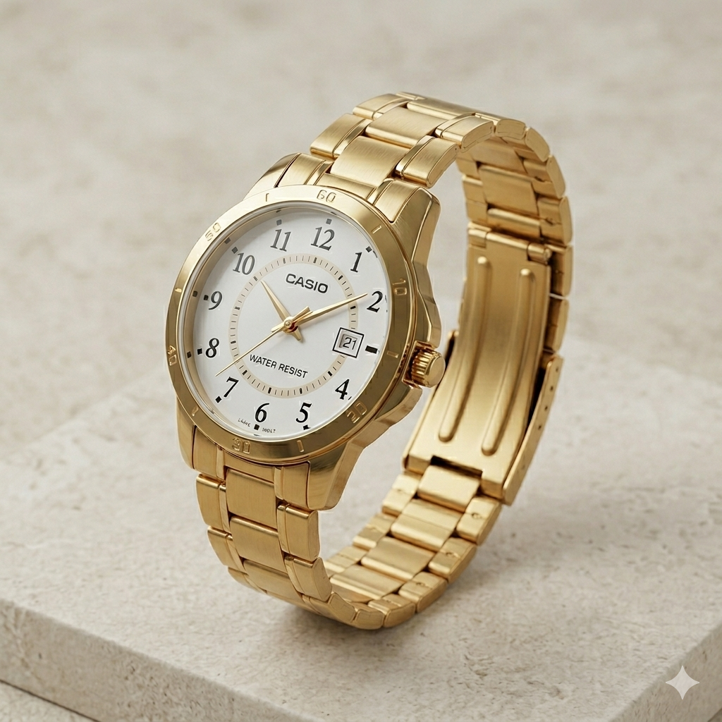 CASIO 3363 LTP-V004G-7BUDF WHITE DIAL - WOMEN'S QUARTZ