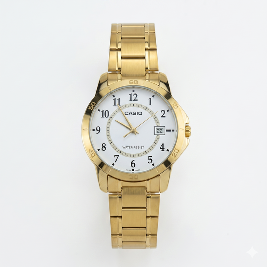 CASIO 5058 MTP-V004G-7BUDF WHITE DIAL - MEN'S QUARTZ