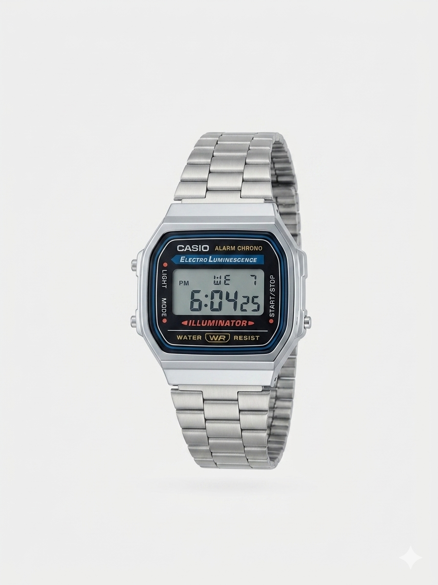 CASIO 3298 A168WA-1WDF BLACK DIAL - UNISEX QUARTZ