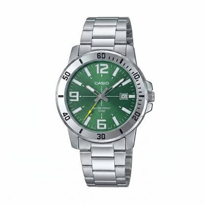 CASIO 5058 MTP-VD01D-3BVUDF GREEN DIAL - MEN'S QUARTZ
