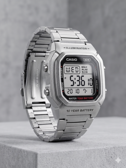 CASIO 3240 W-800HD-1AVDF SILVER DIAL - WOMEN'S QUARTZ