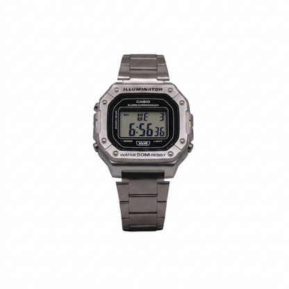 CASIO 3224 W-218HD-1AVDF SILVER DIAL - MEN'S QUARTZ