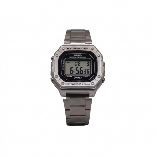 CASIO 3224 W-218HD-1AVDF SILVER DIAL - MEN'S QUARTZ