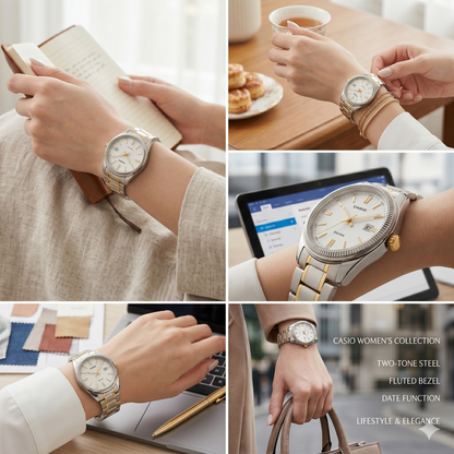 CASIO 3363 LTP-1308SG-7ADVF WHITE DIAL - WOMEN'S QUARTZ