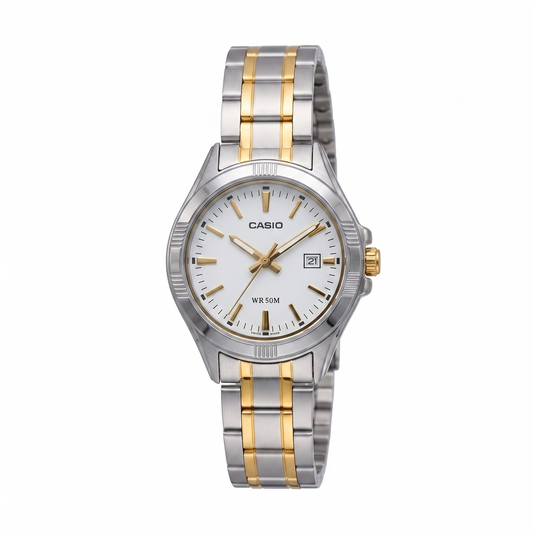 CASIO 3363 LTP-1308SG-7ADVF WHITE DIAL - WOMEN'S QUARTZ