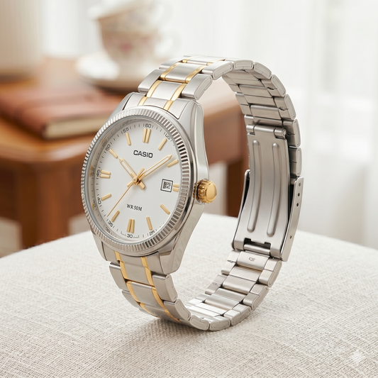 CASIO 3363 LTP-1308SG-7ADVF WHITE DIAL - WOMEN'S QUARTZ
