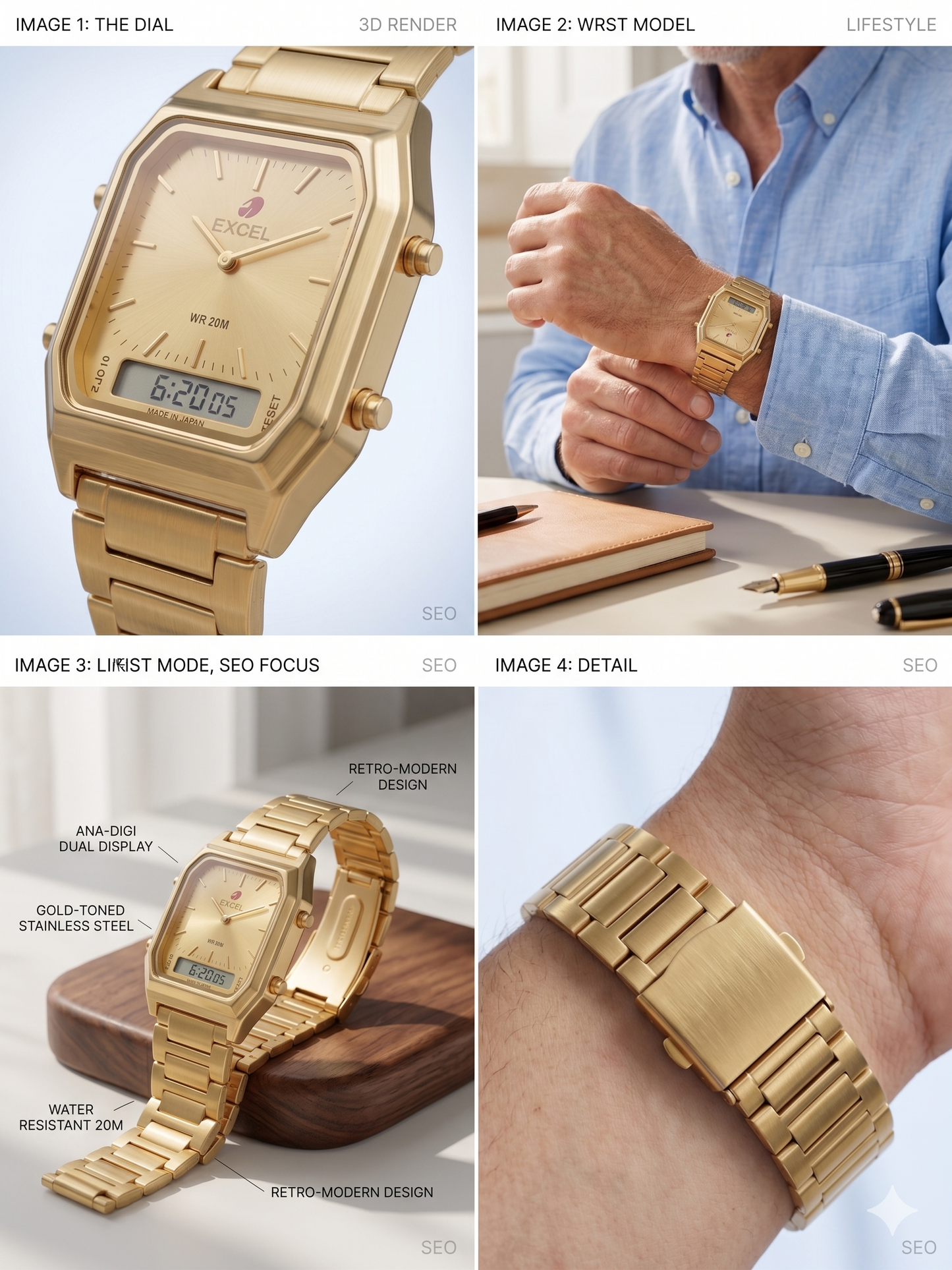 EXCEL WR30M EX-2104G GOLD DIAL - MEN'S QUARTZ