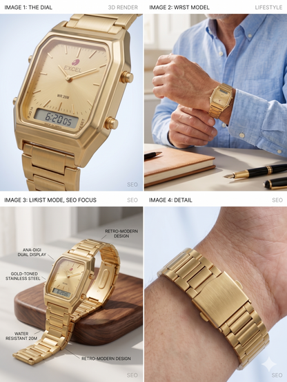 EXCEL WR30M EX-2104G GOLD DIAL - MEN'S QUARTZ