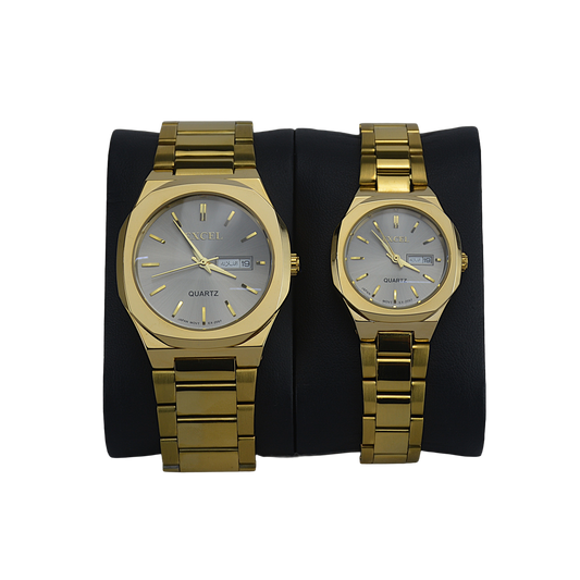 EXCEL OCTAGONAL EX-2097L GRAY DIAL - COUPLE QUARTZ