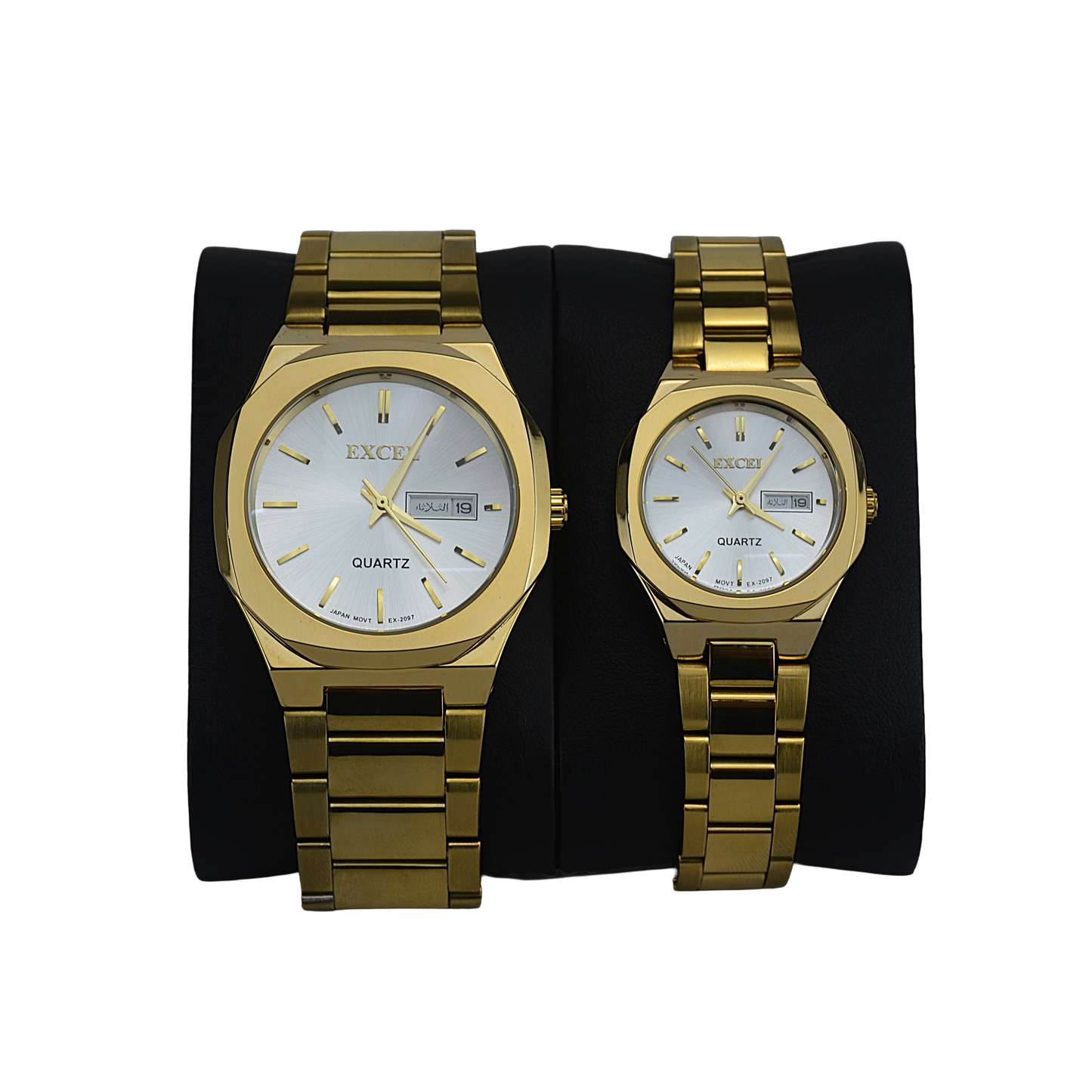 EXCEL OCTAGONAL EX-2097L SILVER DIAL - COUPLE QUARTZ