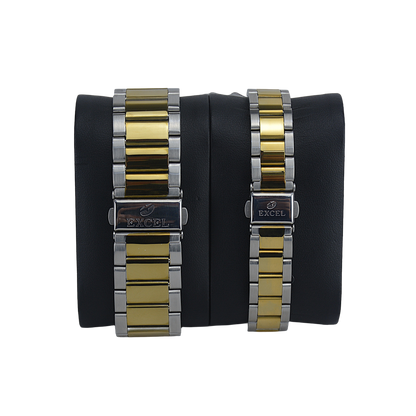 EXCEL OCTAGONAL EX-2097L BLUE DIAL - COUPLE QUARTZ
