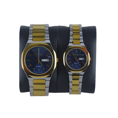 EXCEL OCTAGONAL EX-2097L BLUE DIAL - COUPLE QUARTZ
