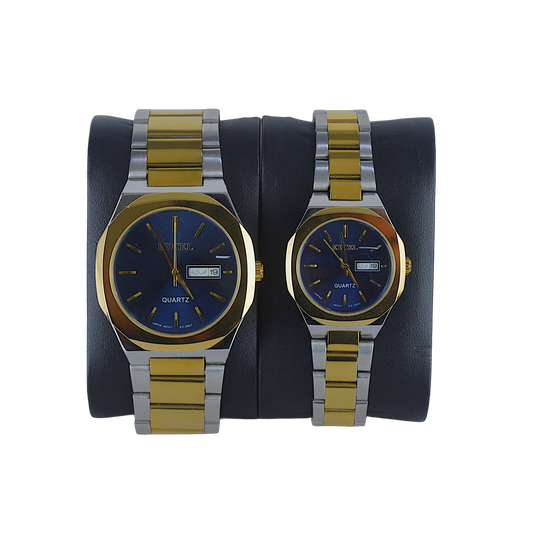EXCEL OCTAGONAL EX-2097L BLUE DIAL - COUPLE QUARTZ