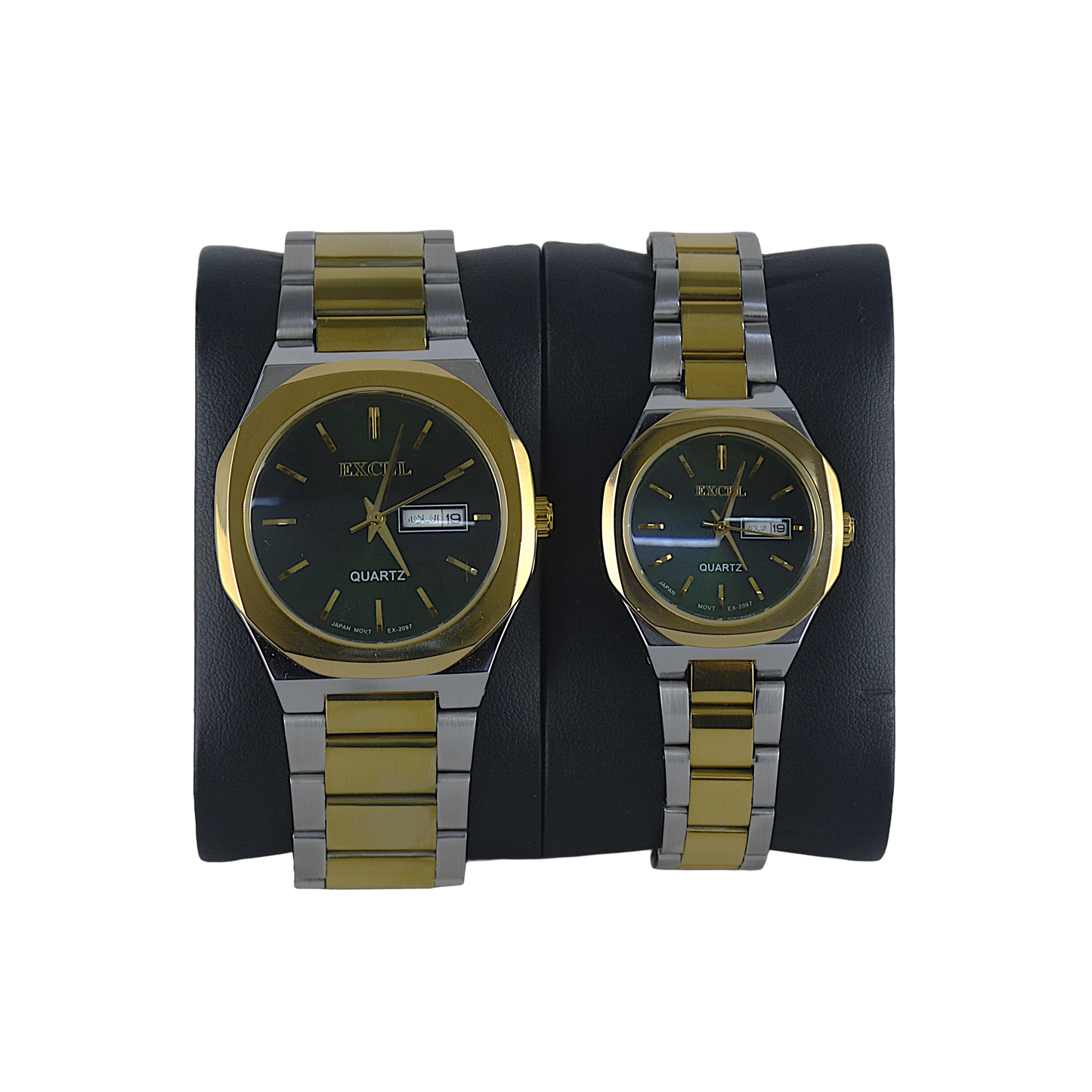 EXCEL OCTAGONAL EX-2097L GREEN DIAL - COUPLE QUARTZ