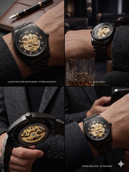 FITRON ROUND WITH DIAMONDS 117211M BLACK DIAL - MEN'S AUTOMATIC